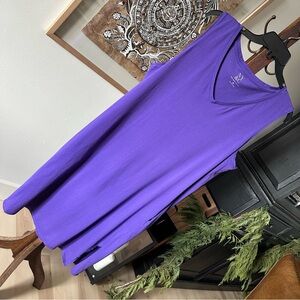 New York & Company Purple Sleeveless V-Neck Dress 100% Cotton